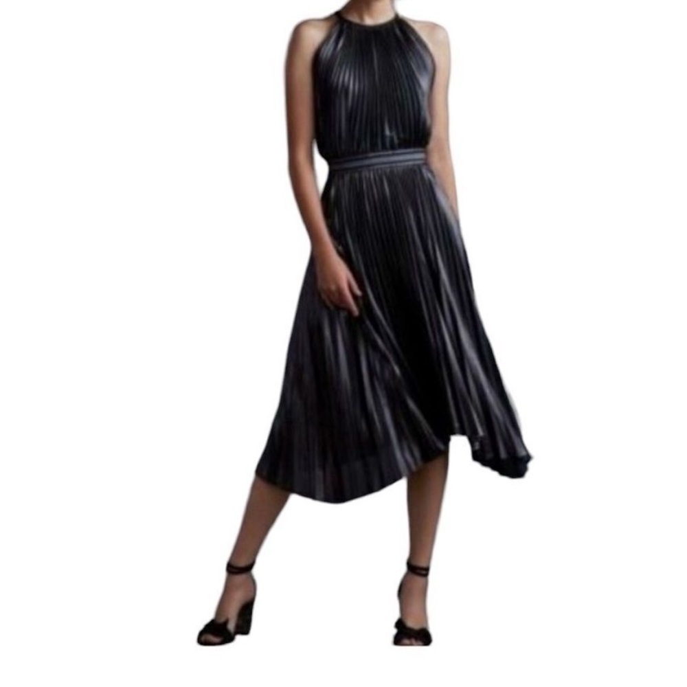 Bailey 44 | NWT Madison gunmetal Gray Metallic Pleated Swing Sleeveless Dress 2 - Picture 10 of 11